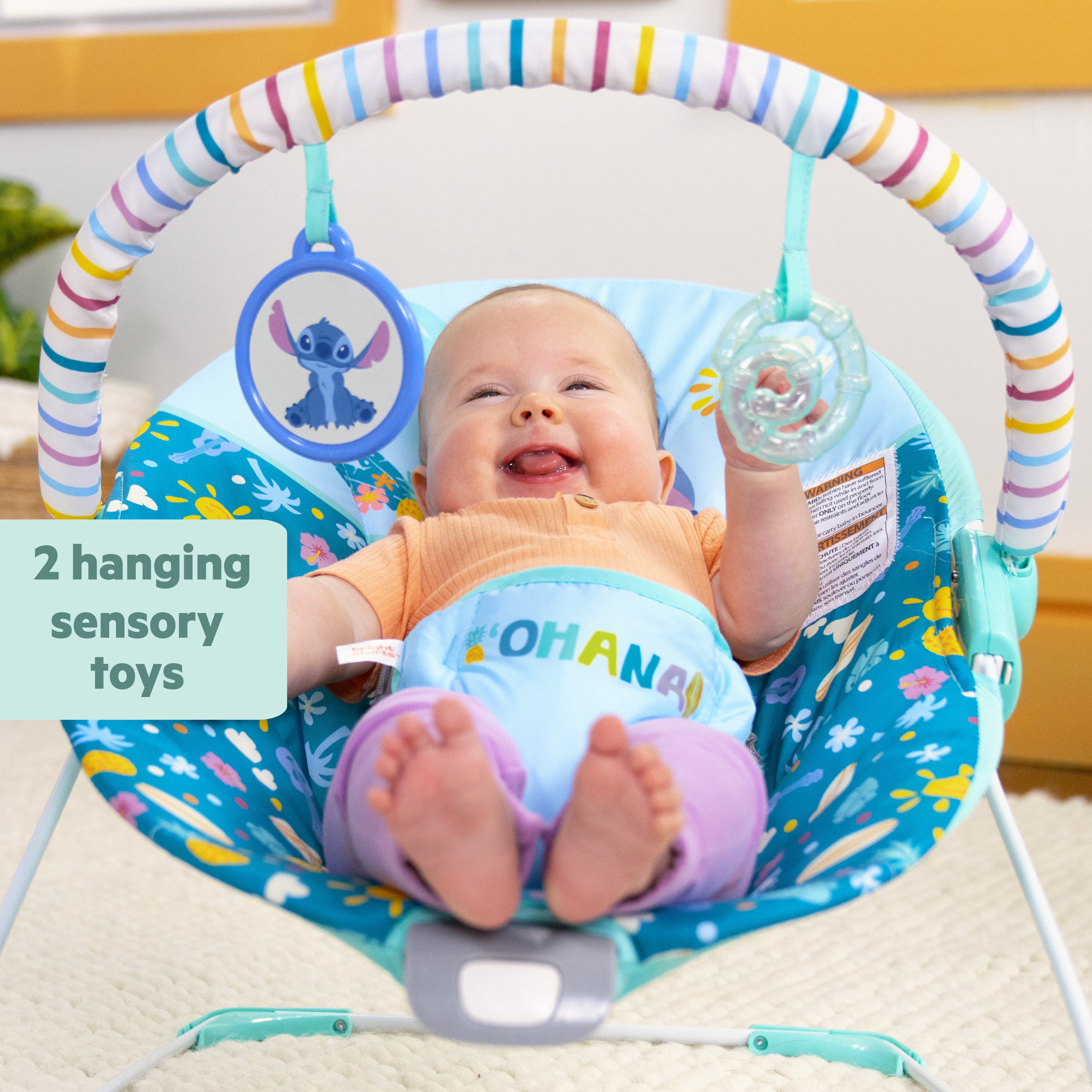 Bright Starts Disney Baby Stitch Ohana Paradise Vibrating Bouncer Kids2, LLC Bright Starts Disney Baby Stitch Ohana Paradise Vibrating Bouncer Kids2, LLC