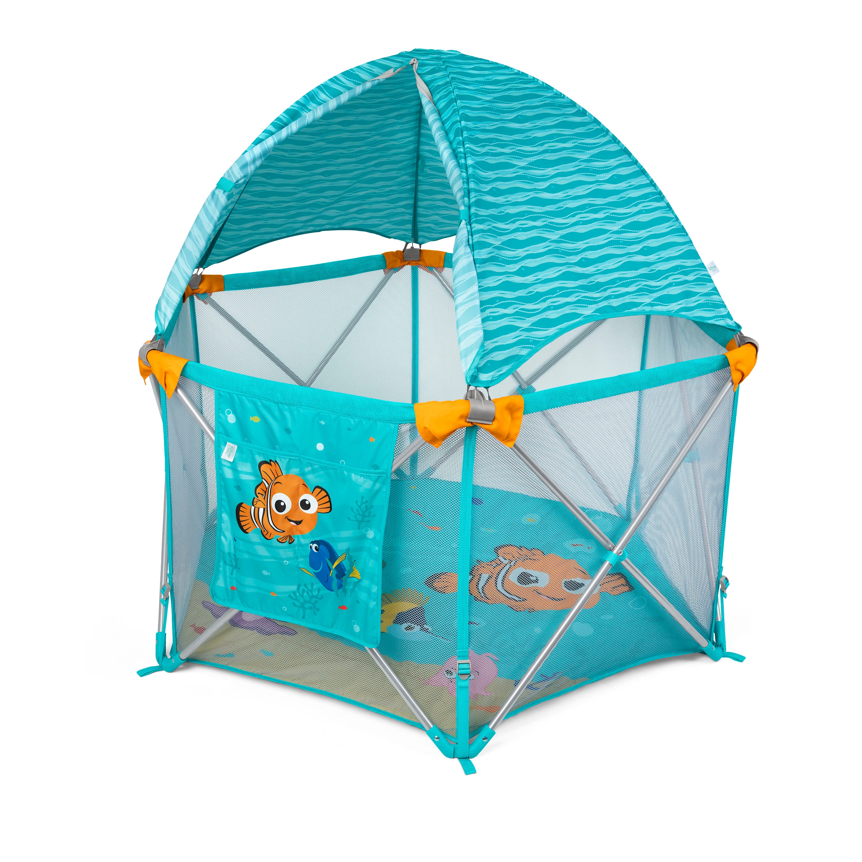 how to clean summer infant playard Disney Baby Finding Nemo Pop 'N Play Deluxe Portable Playard by Bright Starts – Kids2, LLC