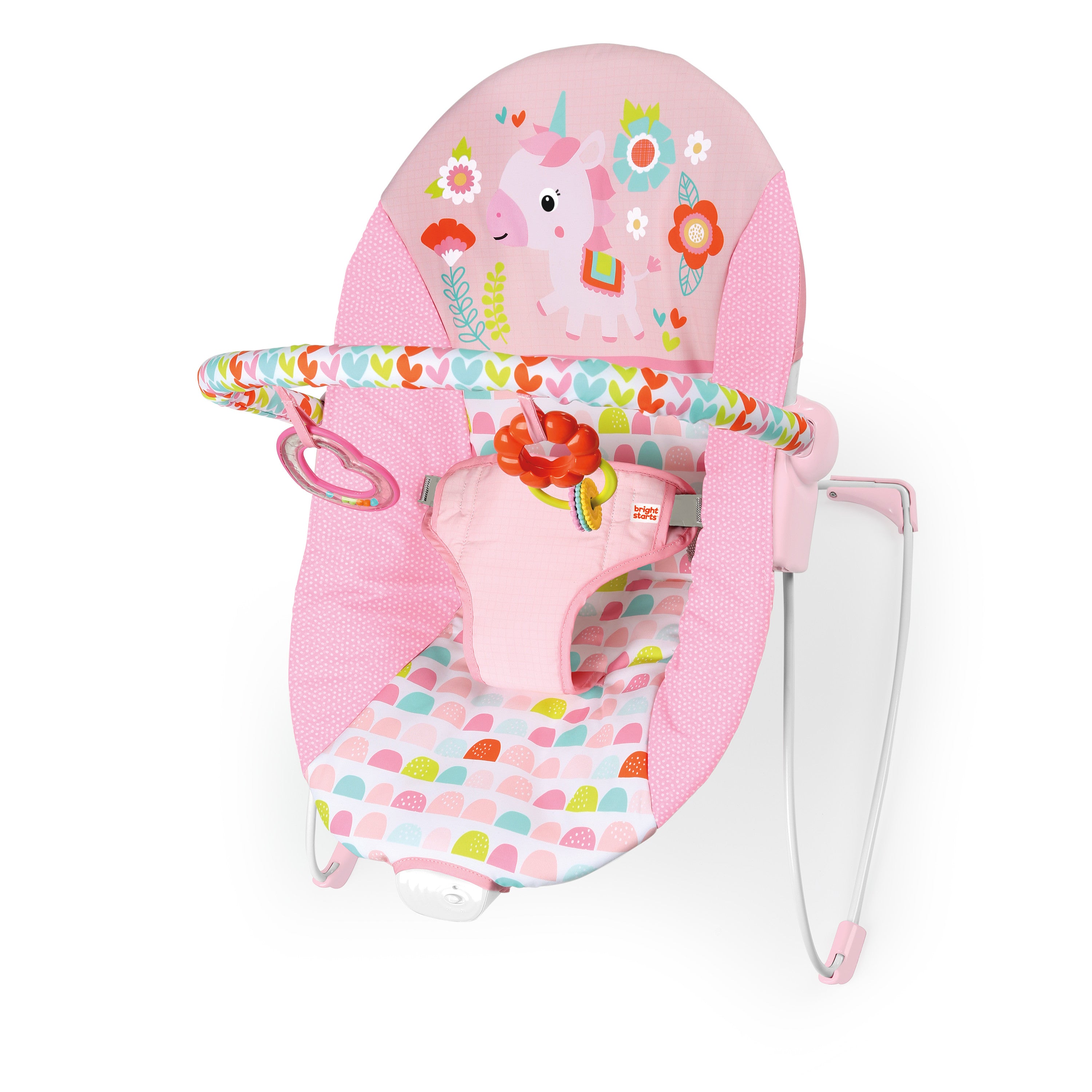 Bright Starts Fancy Fantasy Vibrating Bouncer with Toy Bar Kids2, LLC Bright Starts Fancy Fantasy Vibrating Bouncer with Toy Bar Kids2, LLC