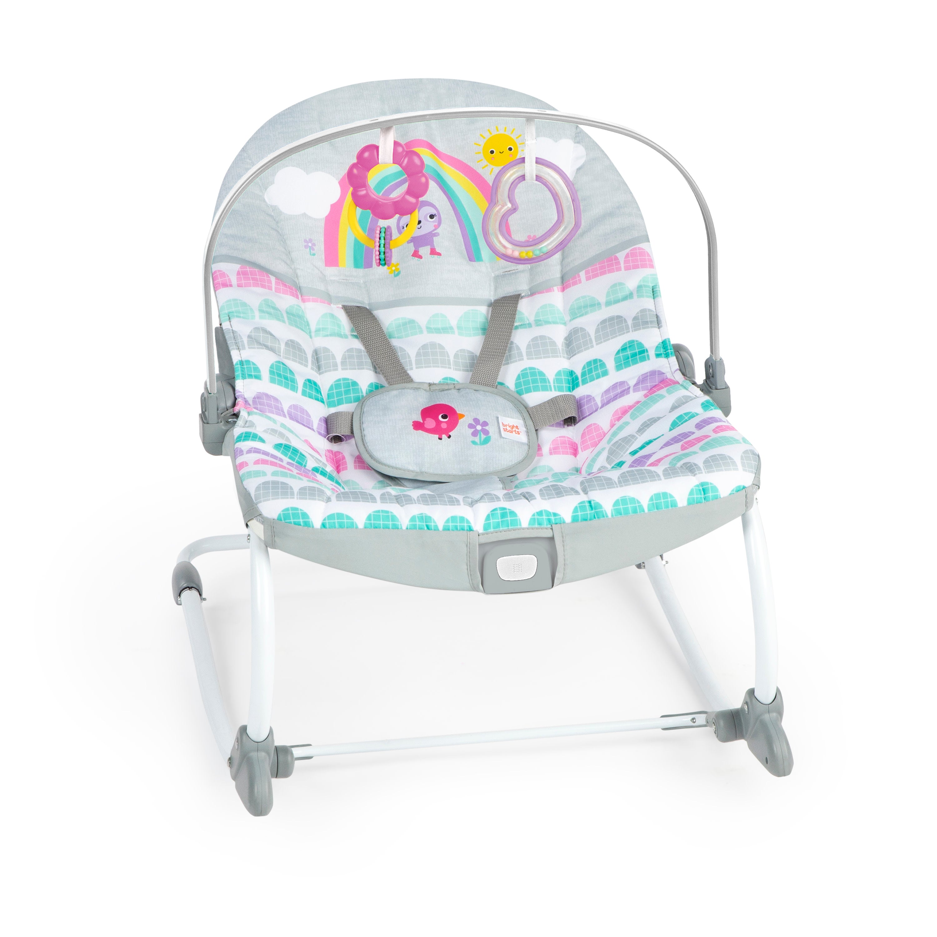 Bright Starts Rosy Rainbow Infant to Toddler Rocker with Vibrations, Baby Seat for Girl or Boy, Newborn + Kids2, LLC Bright Starts Rosy Rainbow Infant to Toddler Rocker with Vibrations, Baby Seat for Girl or Boy, Newborn + Kids2, LLC