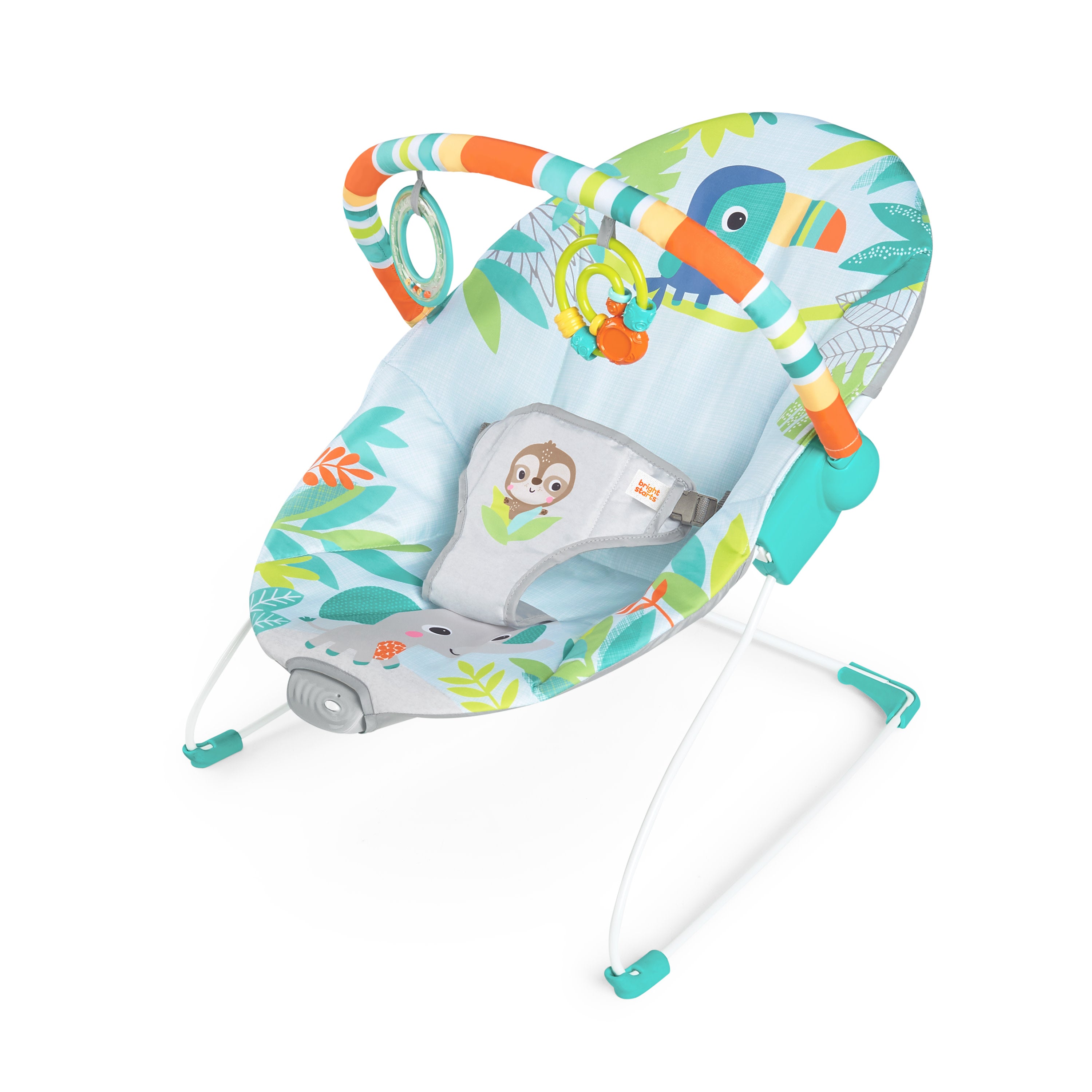Bright Starts Rainforest Vibes Vibrating Bouncer with Toy Bar Kids2, LLC Bright Starts Rainforest Vibes Vibrating Bouncer with Toy Bar Kids2, LLC