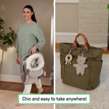 Ingenuity Prop Spot Learn-to-Sit Floor Seat with Tray, Adjustable Baby Support Seat, Soft Boucl Cushion, Foldable - Tan
