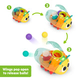 Bright Starts Spin n Chase Bug Ball Popper Toy with Lights & Music, Unisex, 6M+