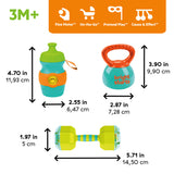Bright Starts Off to the Gym 3 Piece Gift Set, 3 Fitness Themed Baby Rattles & Toys, Unisex, 3 Months+