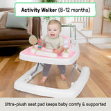 Ingenuity Step & Sprout 3-in-1 Foldable Baby Activity Walker with Removable Toys Ages 6 months +, First Forest - Pink