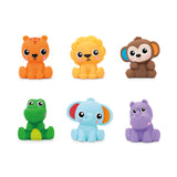 Bright Starts Safari Splashers 6-Piece Baby Bath Toys, Squirting Animal Bath Toy Set, 9 Months+