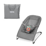 Ingenuity Stow & Go Folding Baby Bouncer Compact Portable Infant Seat with Vibration & Toy - Grey