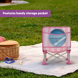 Bright Starts Pop 'N Sit Cabana Portable Booster Chair with UPF Canopy, Indoor/Outdoor, 6 Mos - 3 Yrs - Pink