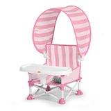 Bright Starts Pop 'N Sit Cabana Portable Booster Chair with UPF Canopy, Indoor/Outdoor, 6 Mos - 3 Yrs - Pink