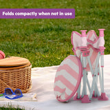 Bright Starts Pop 'N Sit Cabana Portable Booster Chair with UPF Canopy, Indoor/Outdoor, 6 Mos - 3 Yrs - Pink