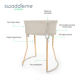 Ingenuity Right Height Adjustable Bassinet for Postpartum Recovery  4 Height Levels, Soothing Vibration, Light & Sound - Sand