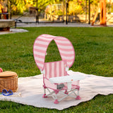 Bright Starts Pop 'N Sit Cabana Portable Booster Chair with UPF Canopy, Indoor/Outdoor, 6 Mos - 3 Yrs - Pink