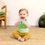 Bright Starts Ribbit Ring Silicone Teether with Frog Charm and Teething Ring, Unisex, Ages 3 Months+