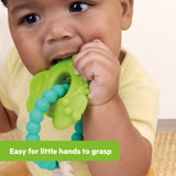 Bright Starts Ribbit Ring Silicone Teether with Frog Charm and Teething Ring, Unisex, Ages 3 Months+