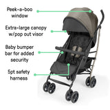 Ingenuity 3Dlite Jewel Convenience Stroller  Lightweight Folding Stroller with Car Seat Compatibility & Extra-Large Canopy - Khaki