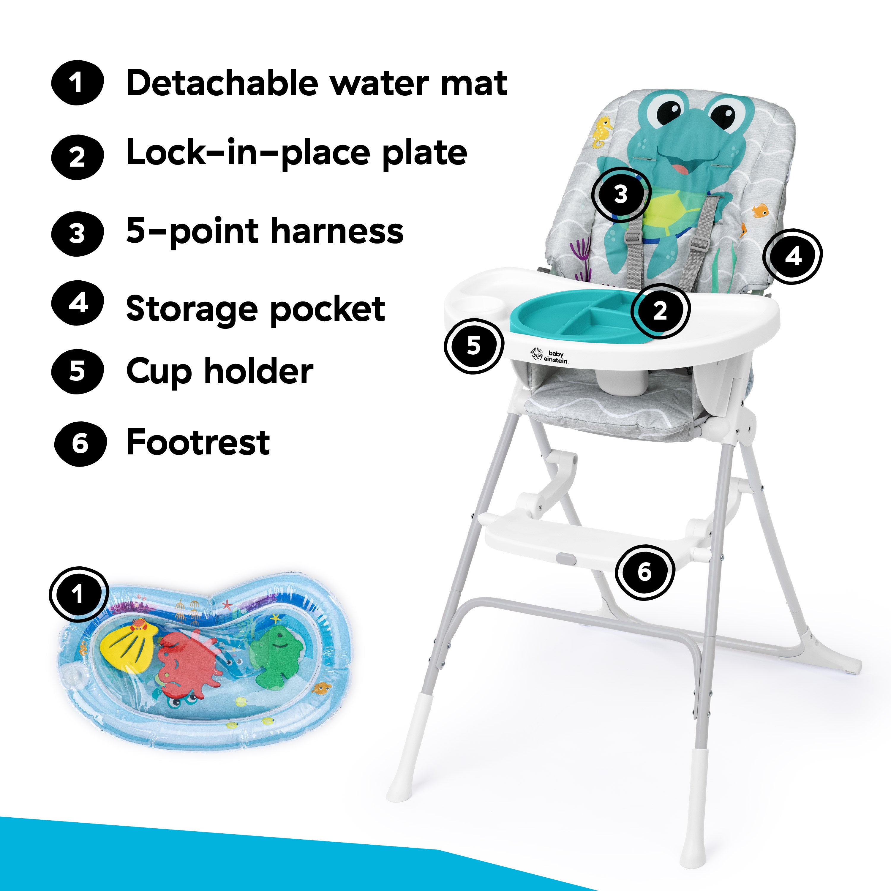 summer infant classic high chair Baby Einstein Ocean Explorers Snack & Splash Compact Folding High Chair, Unisex – Kids2, LLC