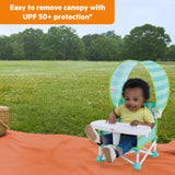 Bright Starts Pop 'N Sit Cabana Portable Booster Chair with UPF Canopy, Indoor/Outdoor - Teal