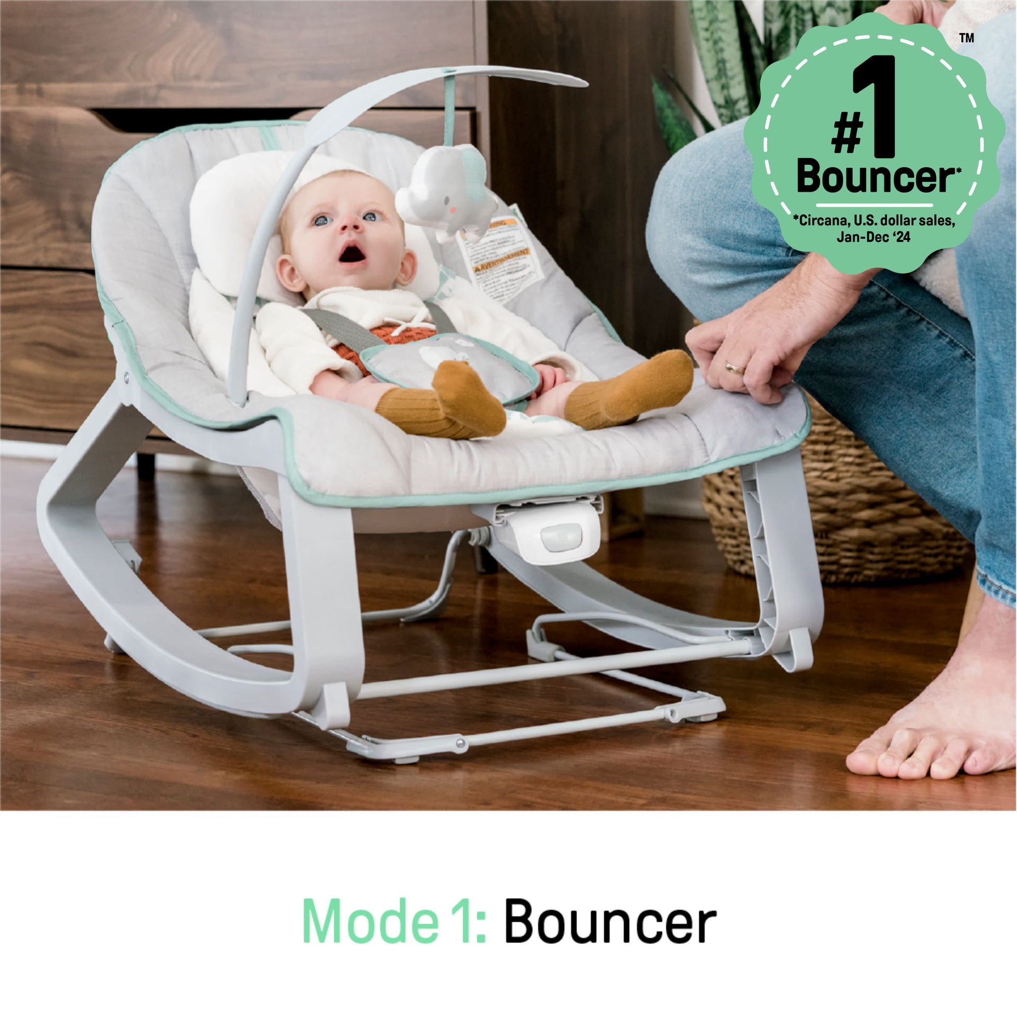 Ingenuity Keep Cozy 3-in-1 Grow with Me Baby Bouncer, Rocker