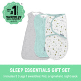 SwaddleMe by Ingenuity Comfort Pack - Size 0-3 Months, Pod, Original Swaddle, Night Sack, 3pk - Baby Elephant