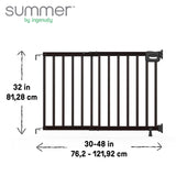 The Stairway 48W Series, Pet and Baby Gate, 30'-48' Wide, 32" Tall - Black