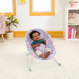 Bright Starts Confetti Rainbow Baby Bouncer, 3 Toys with Removable Toy Bar & Machine Washable Seat Pad, Purple, 0M+