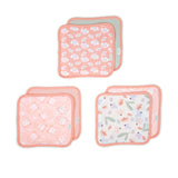 Clean & Cuddly 6-Pack Terry Washcloth Set - Pink Owl - Edi