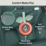 Ingenuity Stow & Go Folding Baby Bouncer Compact Portable Infant Seat with Vibration & Toy - Grey