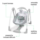 Ingenuity ConvertMe 2-in-1 Compact Portable Baby Swing 2 Infant Seat, Swell