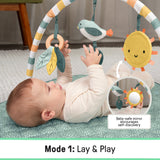 Ingenuity One Bar Baby Gym, Pipers Playspace  3-in-1 Activity Gym with Sensory Toys, Tummy Time Mat, Foldable & Portable, Ages Newborn+