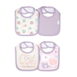 Easy Eater 4-Pack Absorbent Terry-Backed Cotton Baby Bib Set for Eating or Teething - Grazy