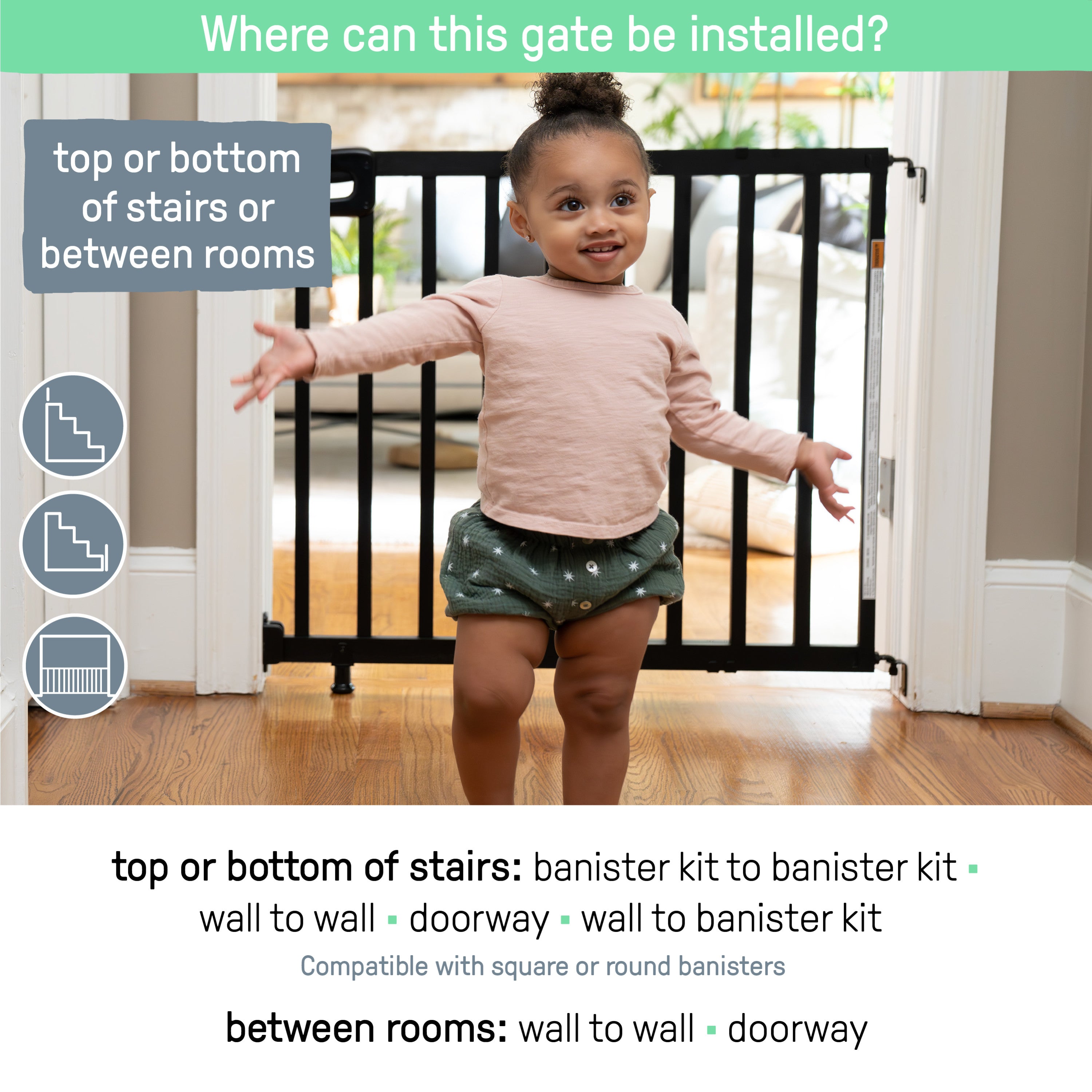 The Stairway 48W Series Pet and Baby Gate, Openings 30