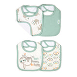 Easy Eater 4-Pack Absorbent Terry-Backed Cotton Baby Bib Set for Eating or Teething - Canopy
