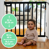 The Stairway 48W Series, Pet and Baby Gate, 30'-48' Wide, 32" Tall - Black