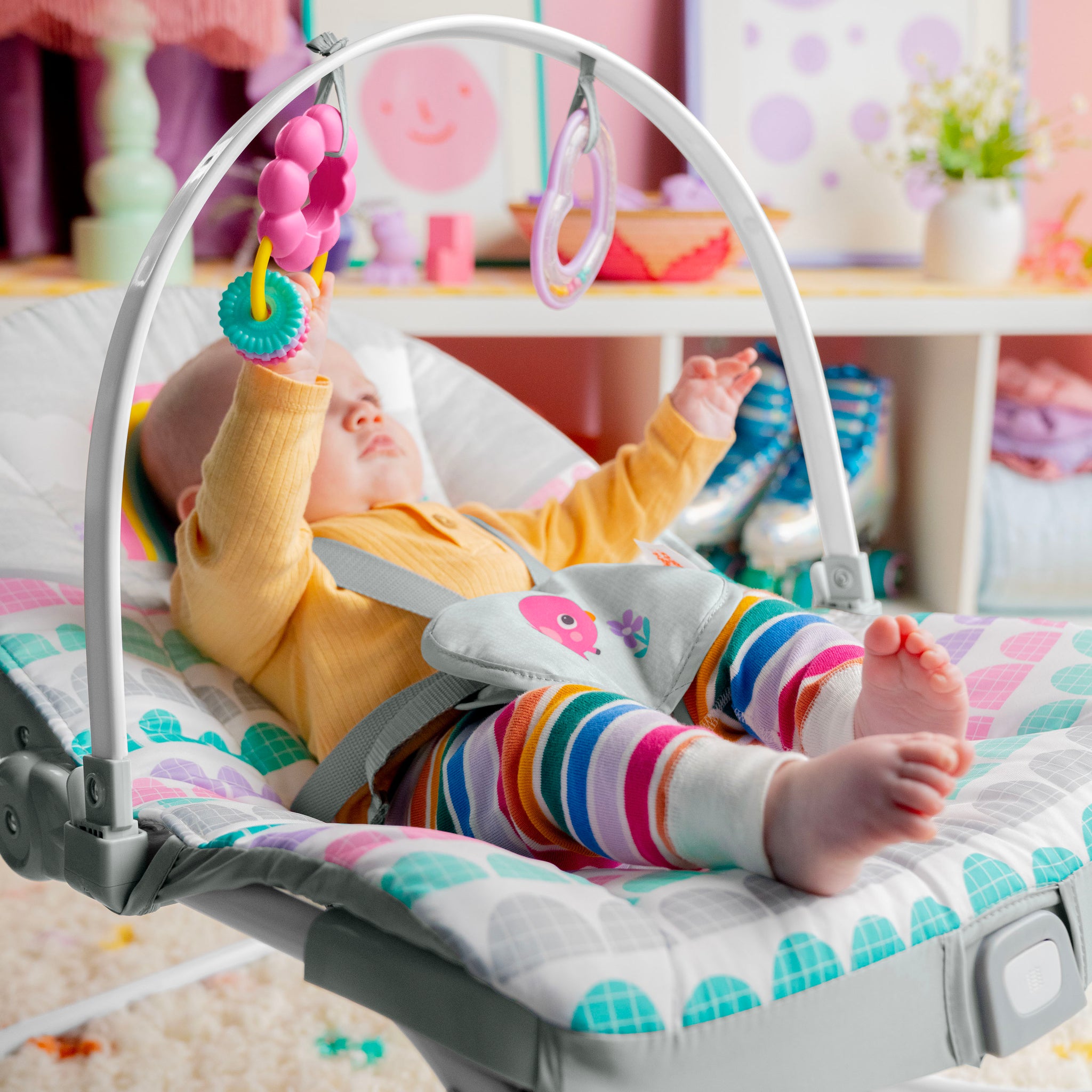 R_babys Bright Starts Rosy Rainbow Infant to Toddler Rocker with