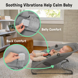 Ingenuity Stow & Go Folding Baby Bouncer Compact Portable Infant Seat with Vibration & Toy - Grey