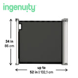The Thruway 52W Series Pet and Baby Retractable Gate with Tuck Away Mesh, Openings up to 52" Wide - Black
