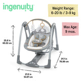 Ingenuity Boutique Collection Deluxe Swing 'n Go Portable Baby Swing, Bella Teddy