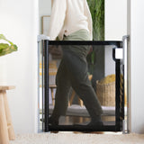 The Thruway 52W Series Pet and Baby Retractable Gate with Tuck Away Mesh, Openings up to 52" Wide - Black