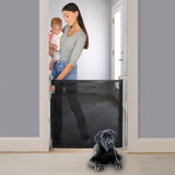 The Thruway 52W Series Pet and Baby Retractable Gate with Tuck Away Mesh, Openings up to 52" Wide - Black