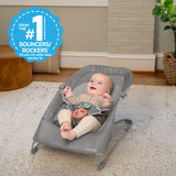 Ingenuity Stow & Go Folding Baby Bouncer Compact Portable Infant Seat with Vibration & Toy - Grey