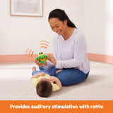 Bright Starts Oball Jingle & Shake Pal, Easy-Grasp Baby Rattle with Chime Ball & Bead Chasers, Frog Character, Green, Newborn+