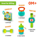 Bright Starts Babys First Workout 5-Piece Gift Set, Baby Rattle & Teether Toys, Unisex, 3M+