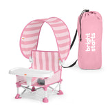Bright Starts Pop 'N Sit Cabana Portable Booster Chair with UPF Canopy, Indoor/Outdoor, 6 Mos - 3 Yrs - Pink