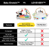 Baby Einstein Zen's Activity Milestones Plush Gym, with Wooden Bar, Infant to Toddler