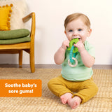 Bright Starts Ribbit Ring Silicone Teether with Frog Charm and Teething Ring, Unisex, Ages 3 Months+