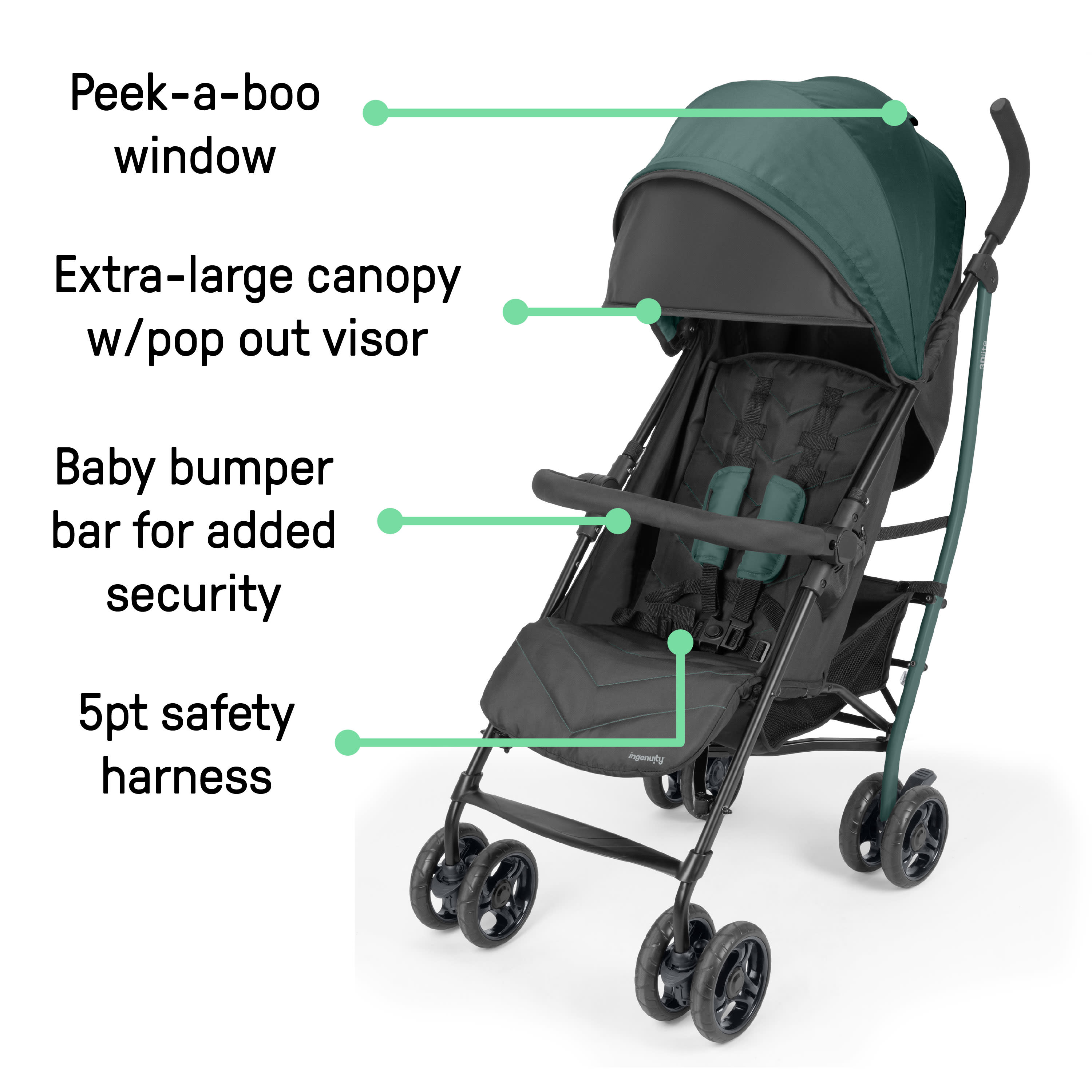 summer infant 3d lite how to fold Ingenuity 3Dlite Jewel Convenience Stroller Lightweight Folding Stroller with Car Seat Compatibility & Extra-Large Canopy – Kids2, LLC