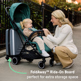 Ingenuity 3D Travelmate Pro Compact Travel Stroller with Ride-Along Buddy Board, One-Hand Fold, Car Seat Compatible, Protective Canopy