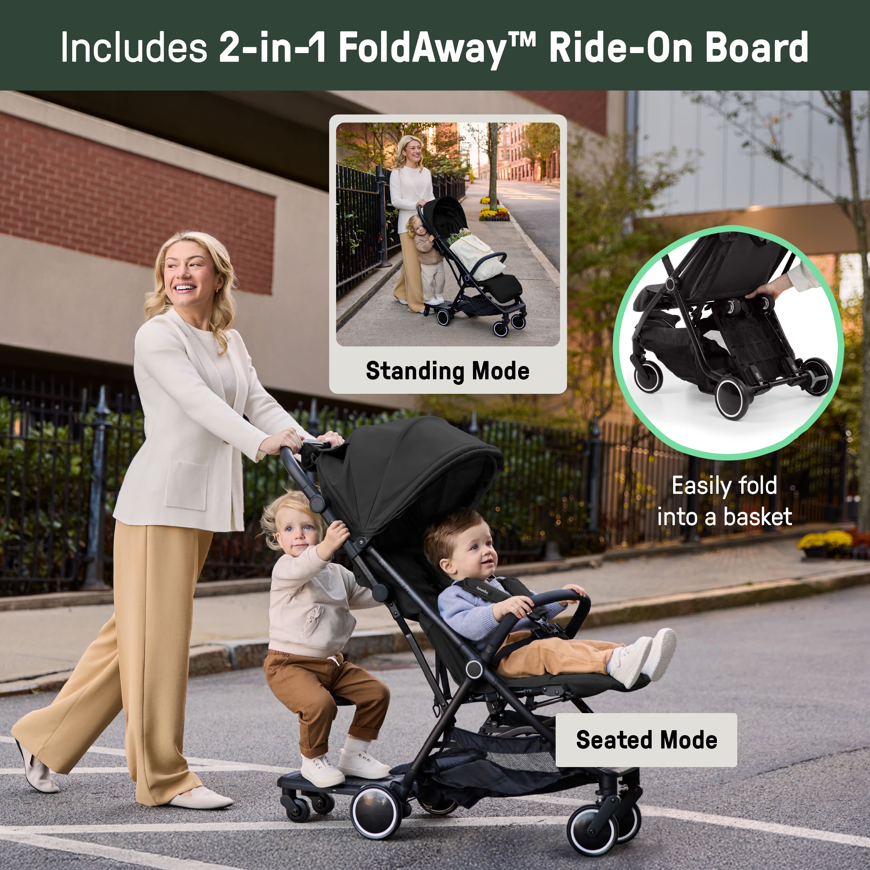 two in one car seat and stroller Ingenuity 3D Travelmate Pro Compact Travel Stroller with Ride-On Board, One-Hand Fold, Car Seat Compatible, Protective Canopy