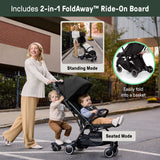 Ingenuity FoldAway Ride-On Board with Removable Seat, Standing or Seated Ride, Folds with Stroller