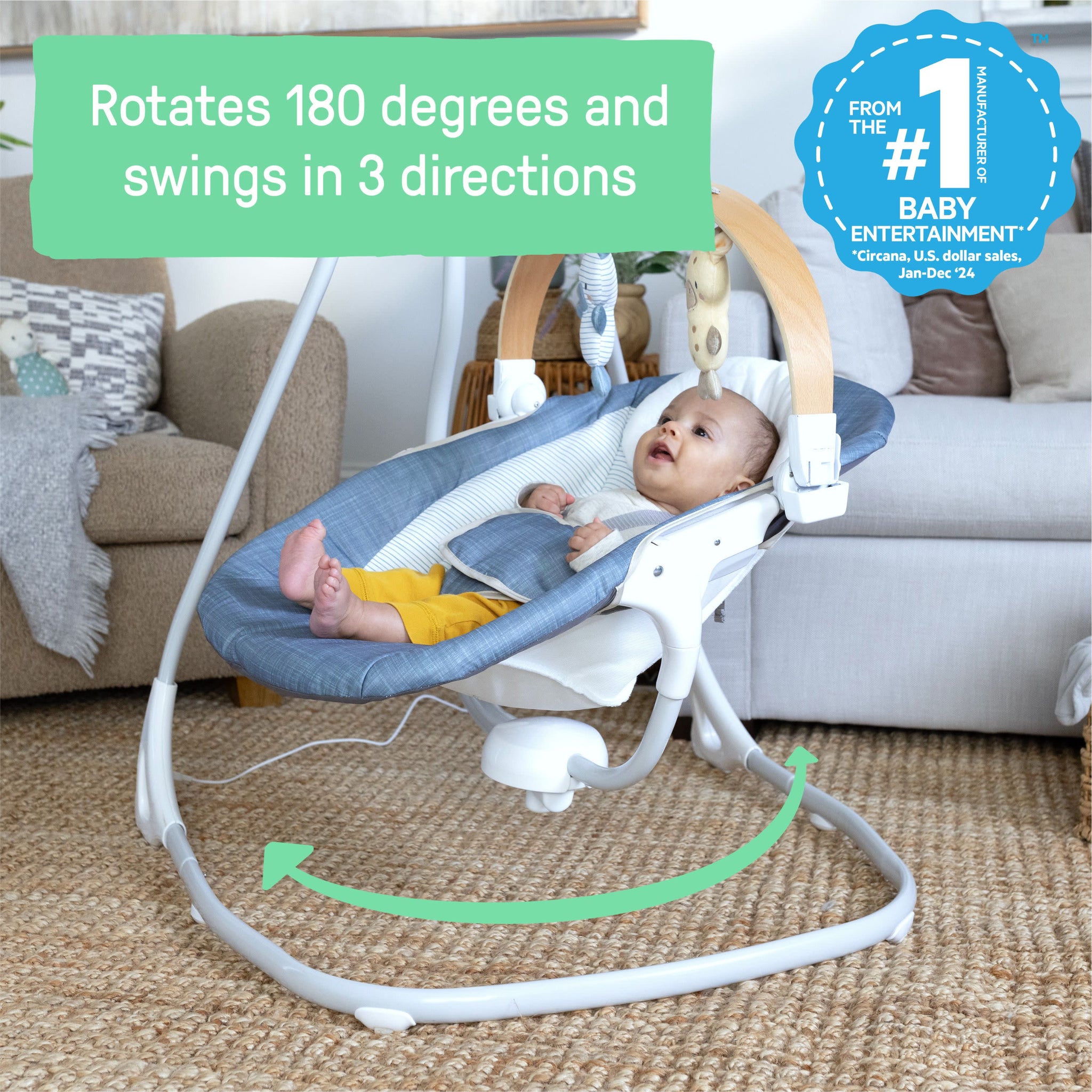 Amazon.com : Ingenuity InLighten 2-in-1 Soothing Baby Swing